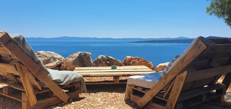 Seating area overlooking the sea